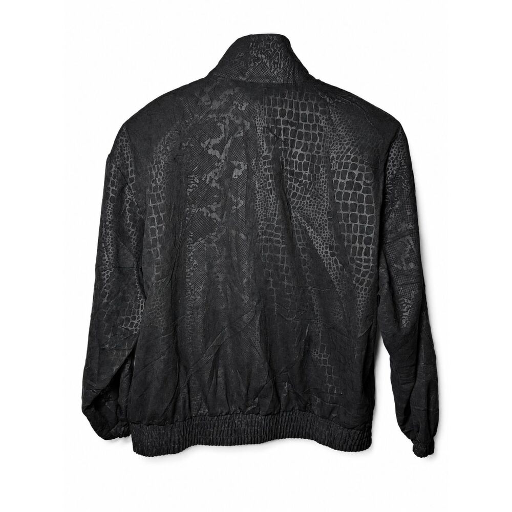 Vintage 90s Erin London Black Tonal Reptile Print Zip Jacket Petite Medium Y2K - Picture 4 of 8